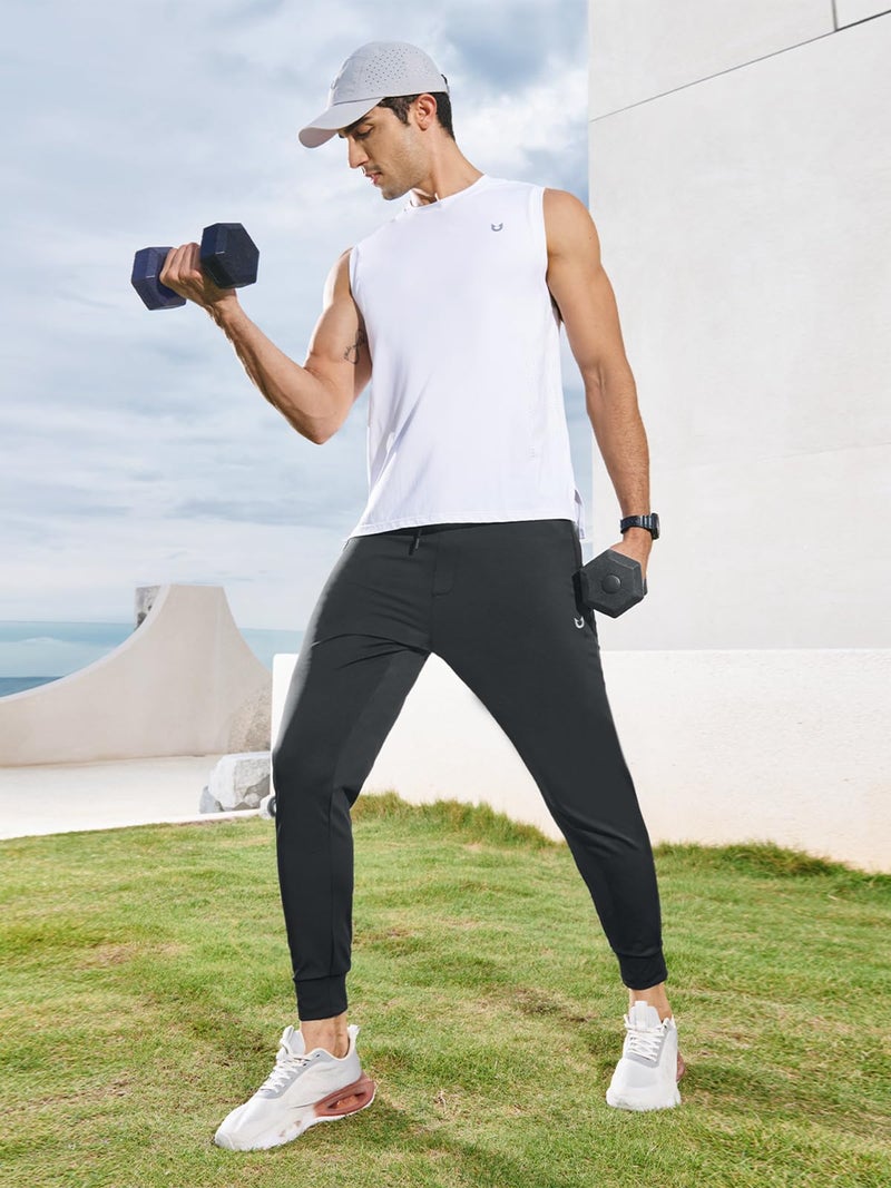 NORTHYARD Men's Joggers Pants with Zipper Pockets Lightweight Sweatpants Athletic Running Workout Track Pants for Men Black L - Image 3
