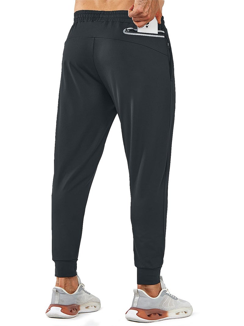 NORTHYARD Men's Joggers Pants with Zipper Pockets Lightweight Sweatpants Athletic Running Workout Track Pants for Men Black L - Image 2