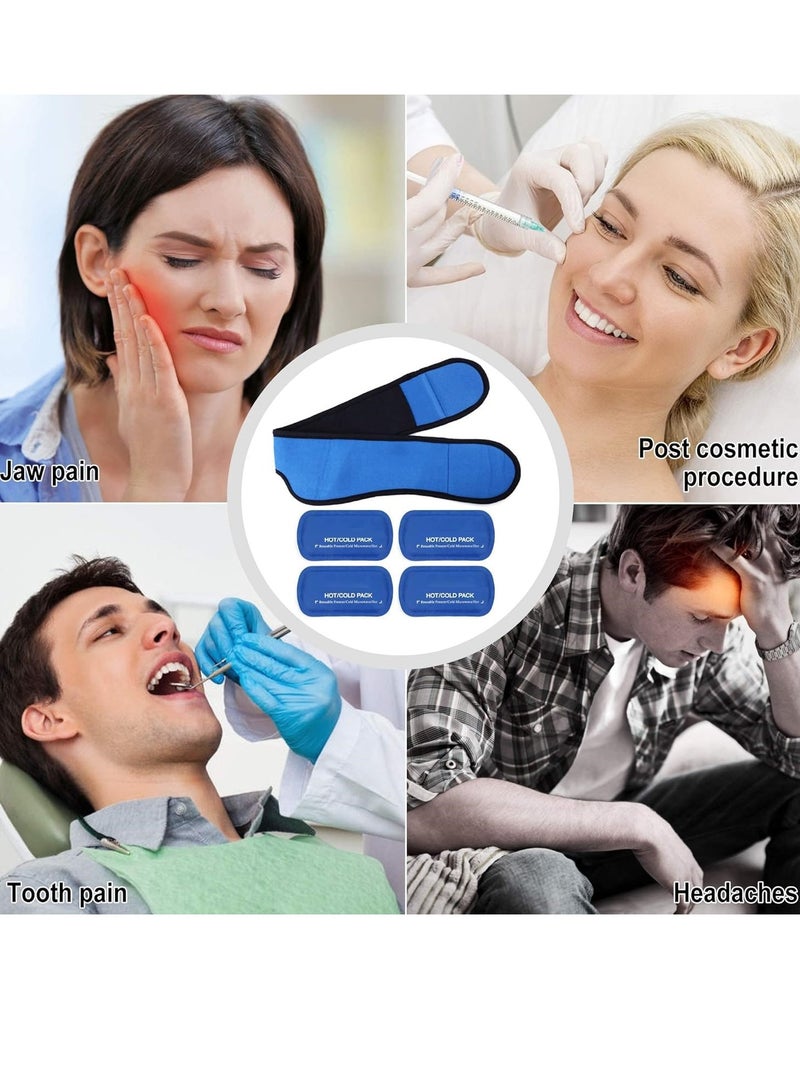 Face Ice Pack Wrap for TMJ Wisdom Teeth with 4 Reusable Hot Cold Therapy Gel Packs Pain Relief for Chin Head Oral and Facial Surgery Dental Implants - Image 2