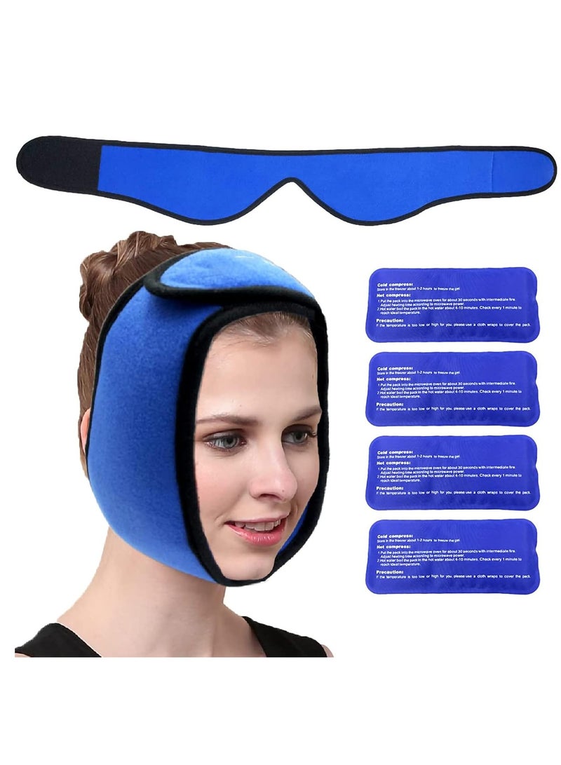 Face Ice Pack Wrap for TMJ Wisdom Teeth with 4 Reusable Hot Cold Therapy Gel Packs Pain Relief for Chin Head Oral and Facial Surgery Dental Implants - Image 1