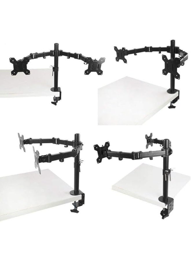 Dual Monitor Desk Mount Stand, Fully Adjustable for Two Screens up to 27 Inch, Full Motion Tilt, Swivel and Rotation, Desk Clamp Mount - Image 2