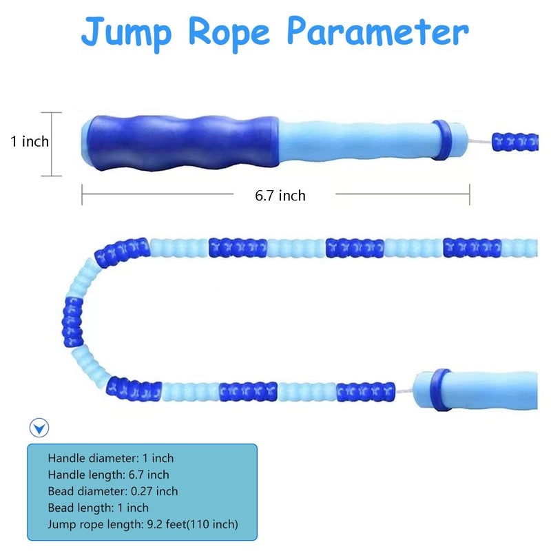 TYSISKNO 2 Pack Jump Rope for Kids Girls and Boys, Soft Beaded Jump Ropes, Adjustable Skipping Rope, Tangle-Free Segmented Rope for Kids and Adults Exercise, Workout and Weight Loss,9.2Ft(Blue&Green) - Image 4