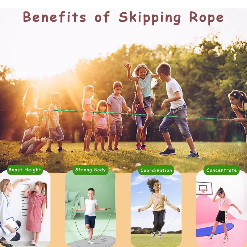 TYSISKNO 2 Pack Jump Rope for Kids Girls and Boys, Soft Beaded Jump Ropes, Adjustable Skipping Rope, Tangle-Free Segmented Rope for Kids and Adults Exercise, Workout and Weight Loss,9.2Ft(Blue&Green) - Image 5