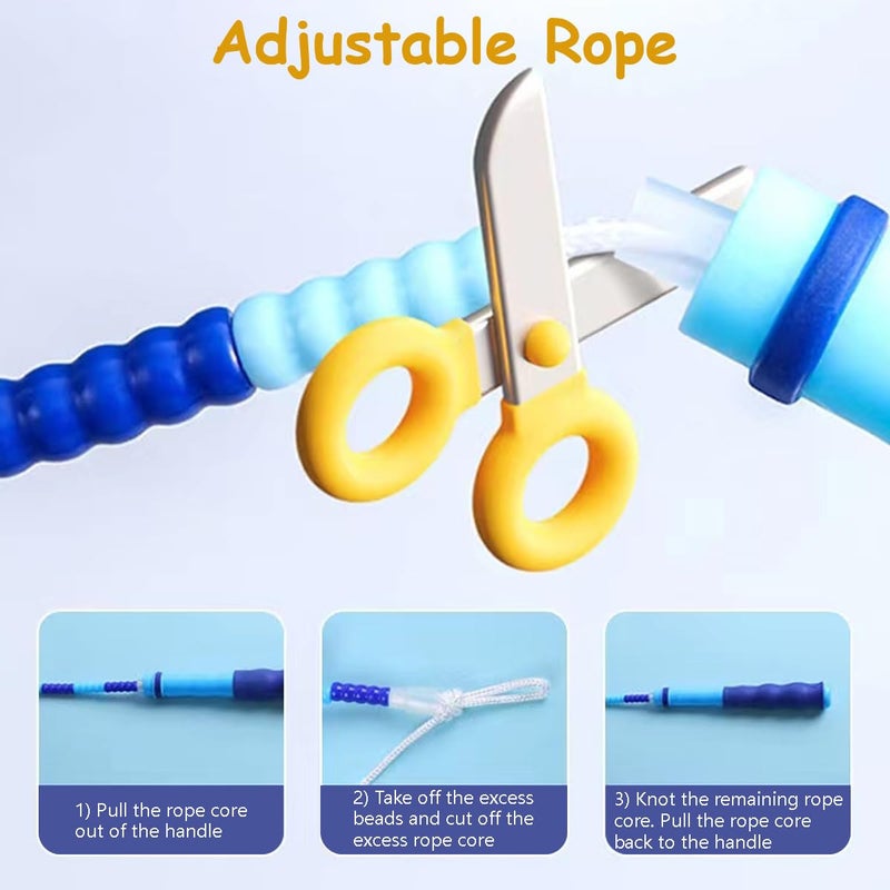 TYSISKNO 2 Pack Jump Rope for Kids Girls and Boys, Soft Beaded Jump Ropes, Adjustable Skipping Rope, Tangle-Free Segmented Rope for Kids and Adults Exercise, Workout and Weight Loss,9.2Ft(Blue&Green) - Image 3