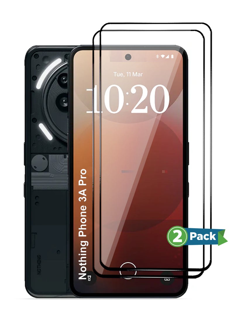 Nothing Phone 3A Pro Screen Protector 2 Pack - Premium Full Screen Tempered Glass For Nothing Phone 3A Pro, High Transparency, Delicate Touch, Anti-Explosion, Smooth Arc Edges, Easy Installation - Image 1