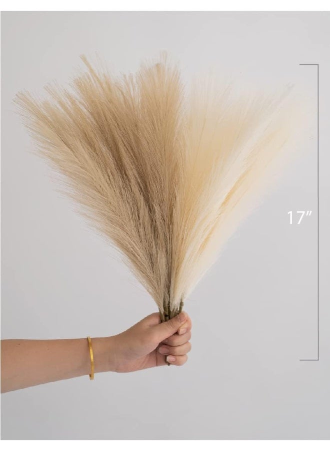 Generic Chagoart Pampas Grass Decor Tall Faux Pampas Grass Small 17 Inch 6 Stems Beige And Taupe Brown Pompas Floral Fake Pampas Grass Artificial Pampas Grass  - Image 3