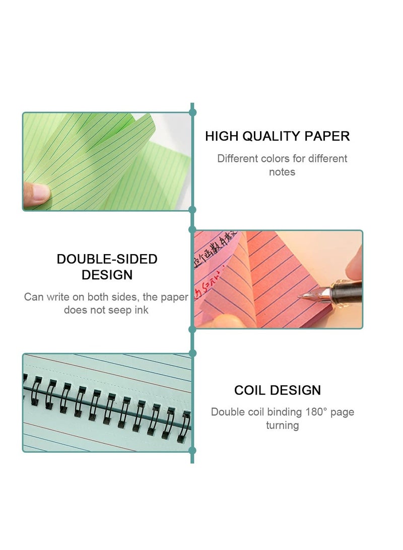 5-Color Spiral Bound Index Cards, 5x3 Inches Ruled Flash Cards for Office Meetings, School Study, Memory Aids, and Note-Taking - Lined Revision Note Paper with Rings. - Image 4