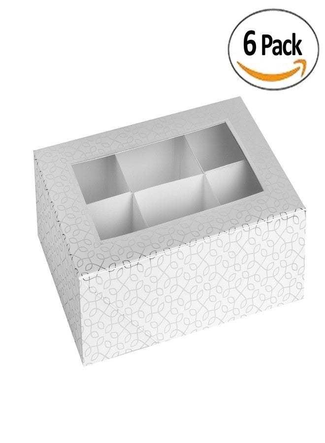 Hammont Window Box with Six Sections - 6 Pack - 7”x5”x2.5” - Silver Colored Versatile Bakery Boxes Perfect for sharing Snacks and Cookies | 6 Insert Sections Gift Boxes - Image 5