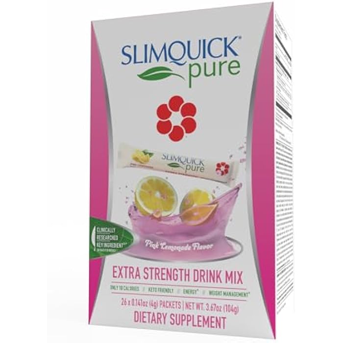 SlimQuick Pure 3X Extra Strength Drink Mix Packets, Metabolism & Weight Management for Women, Helps in Fat Breakdown, with Green Tea, Caffeine, Chaste Tree, Rhodiola Extract - Pink Lemonade, 26 Count - Image 3