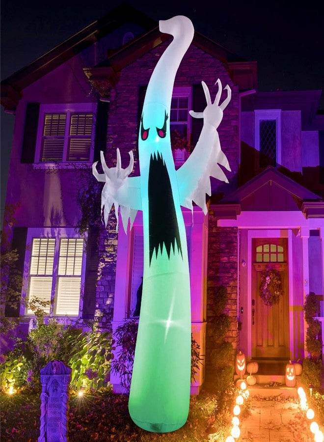 GOOSH COMIN.NET Halloween Inflatables Blow Up Ghost with Pumpkin in The Hand for Halloween Outdoor Decorations (4Ft Tall - Image 2