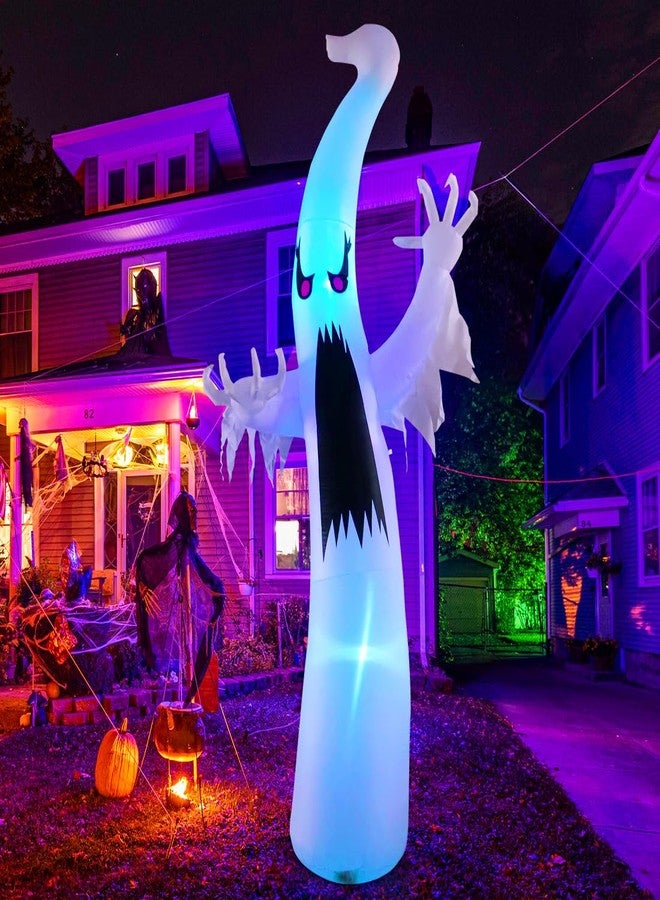 GOOSH COMIN.NET Halloween Inflatables Blow Up Ghost with Pumpkin in The Hand for Halloween Outdoor Decorations (4Ft Tall - Image 1