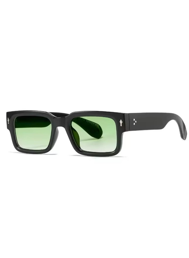 POLITE Luxury Fashion Designer Sunglasses for Men and Women, Black Green Gradient Square Sunglass for Fashion, Driving, And Travel - Image 1