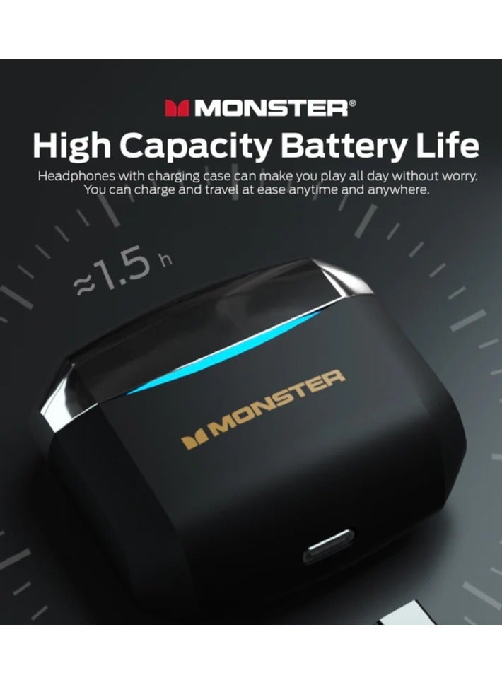 Monster Airmars GT06 True Wireless Earbuds, Bluetooth 5.1, 13mm Dynamic Drivers, 65ms Low Latency Game Mode, IPX5 Waterproof, Type-C Fast Charging, 25H Playtime - Image 5