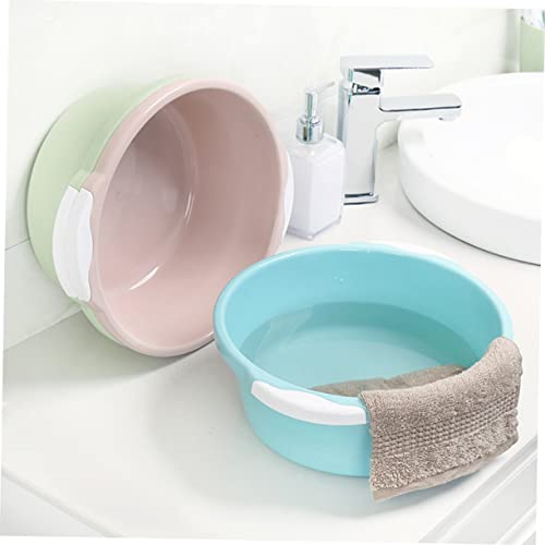 Healifty Home Bathroom Wash Basin Wash Basin 2pcs Household Washbasin Classical Wash Basin Washing Basins Small Pot Sink Footbath Sky-blue Bucket Round Basin Large Size Wash Basin - Image 3