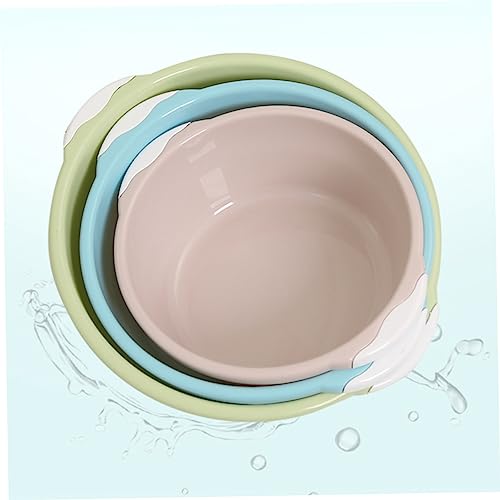 Healifty Home Bathroom Wash Basin Wash Basin 2pcs Household Washbasin Classical Wash Basin Washing Basins Small Pot Sink Footbath Sky-blue Bucket Round Basin Large Size Wash Basin - Image 5