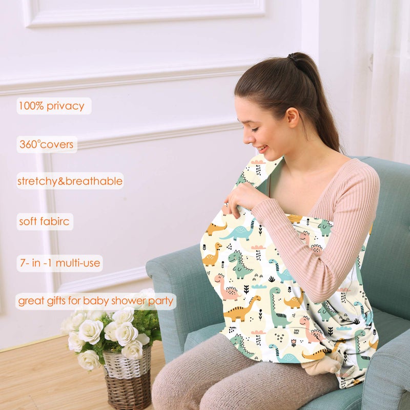 Hicoco Multi-use Carseat Covers Breastfeeding Cover - Car Seat Covers for Babies, Stretchy Carseat Canopy Cover, Boys and Girls Shower Gifts (Colours Dinosaur) - Image 2