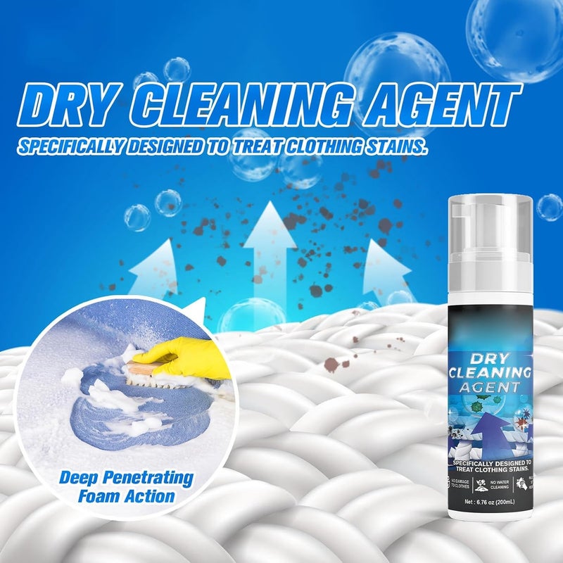 KASTWAVE Dry Cleaning Agent for Fabric & Sofa, No-Wash Foam Cleaner for Clothing, Carpet, Down Jackets, Multi-Purpose Stain Remover, Rinse-Free Fabric Cleaner (200ml) - Image 2