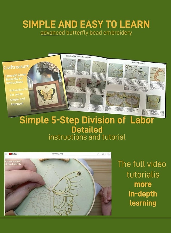 Sweet Life Embroidery Kit for Adults, Butterfly Embroidery Kit for Beginners Include Embroidery Beads Threads for Craft Lover Hand Stitch with Embroidery Skill Technique  - Image 4