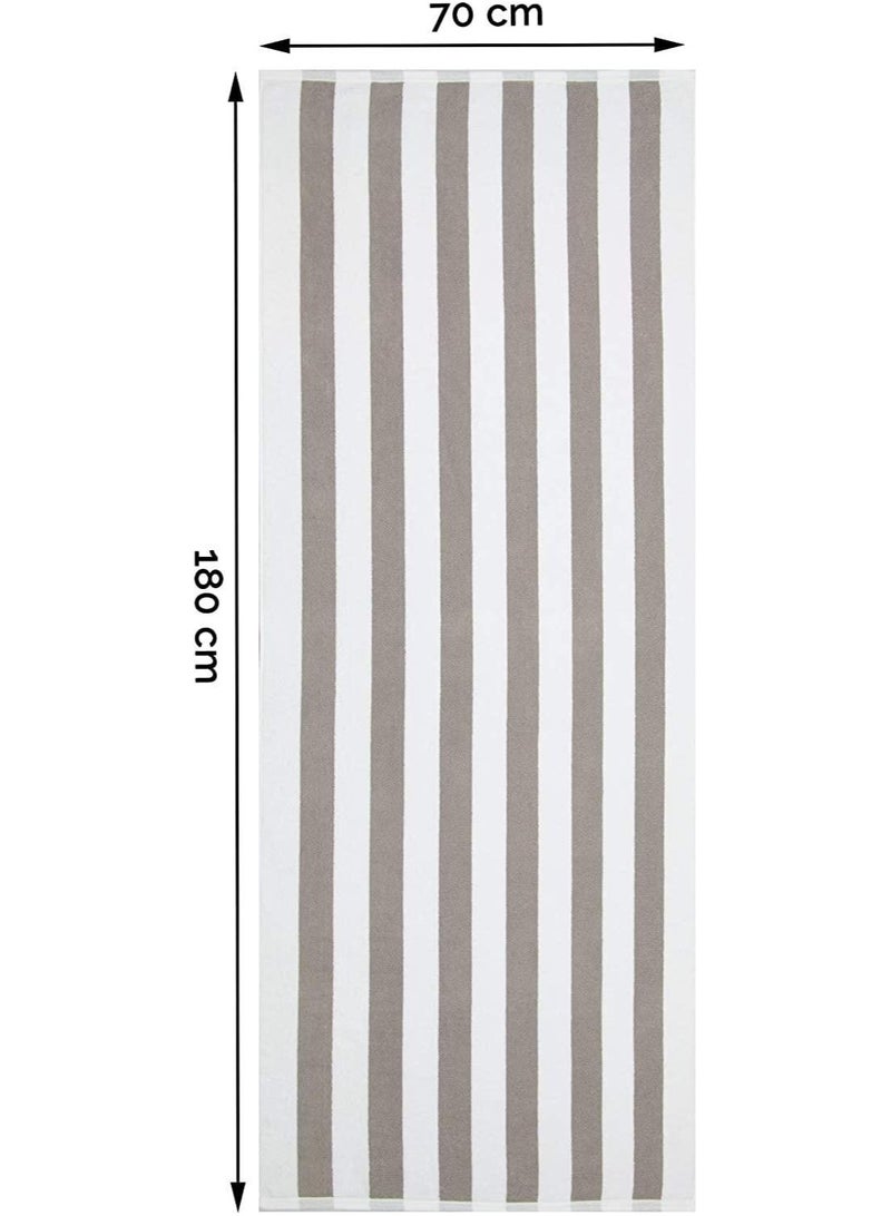SIGNOOLA Beach Towel 100% Cotton, Dark Brown Stripe, 70 x 180cm  - Image 2