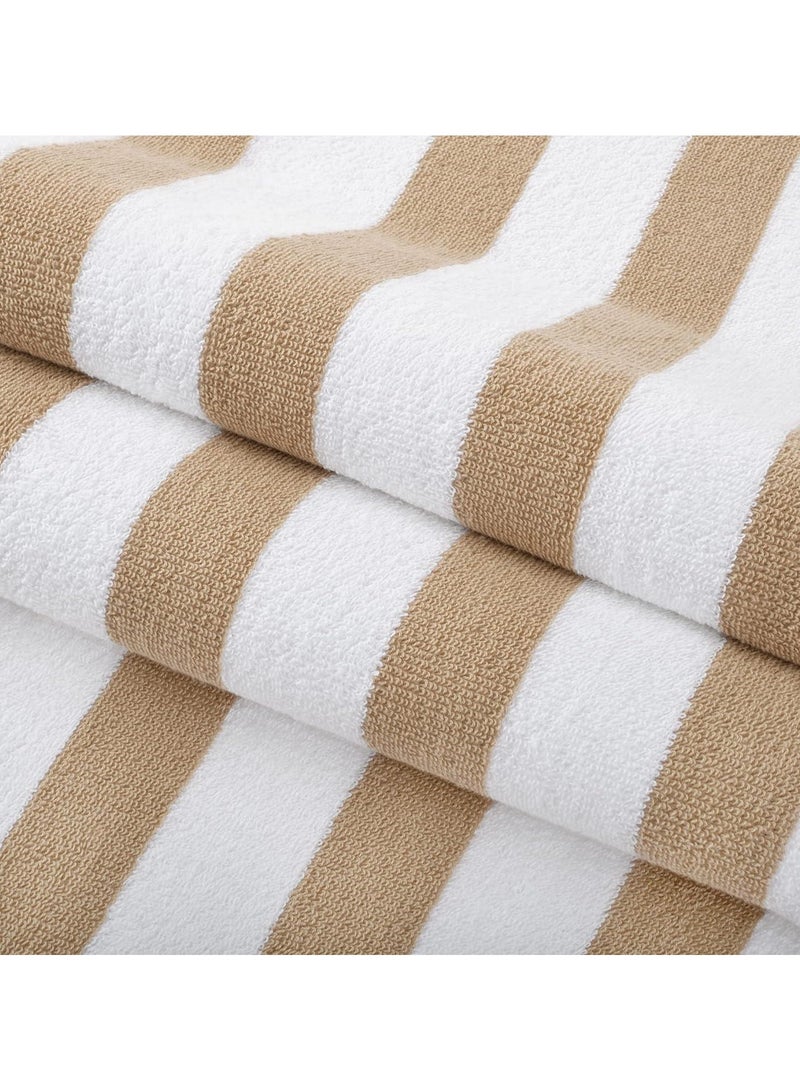 SIGNOOLA Beach Towel 100% Cotton, Dark Brown Stripe, 70 x 180cm  - Image 4