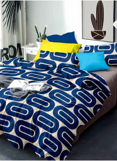 Soft and Durable Fitted Bed Sheet Set 200x180 Cm King Size - 100% Polyester with 1 Pillow Case 50x75+15 cm