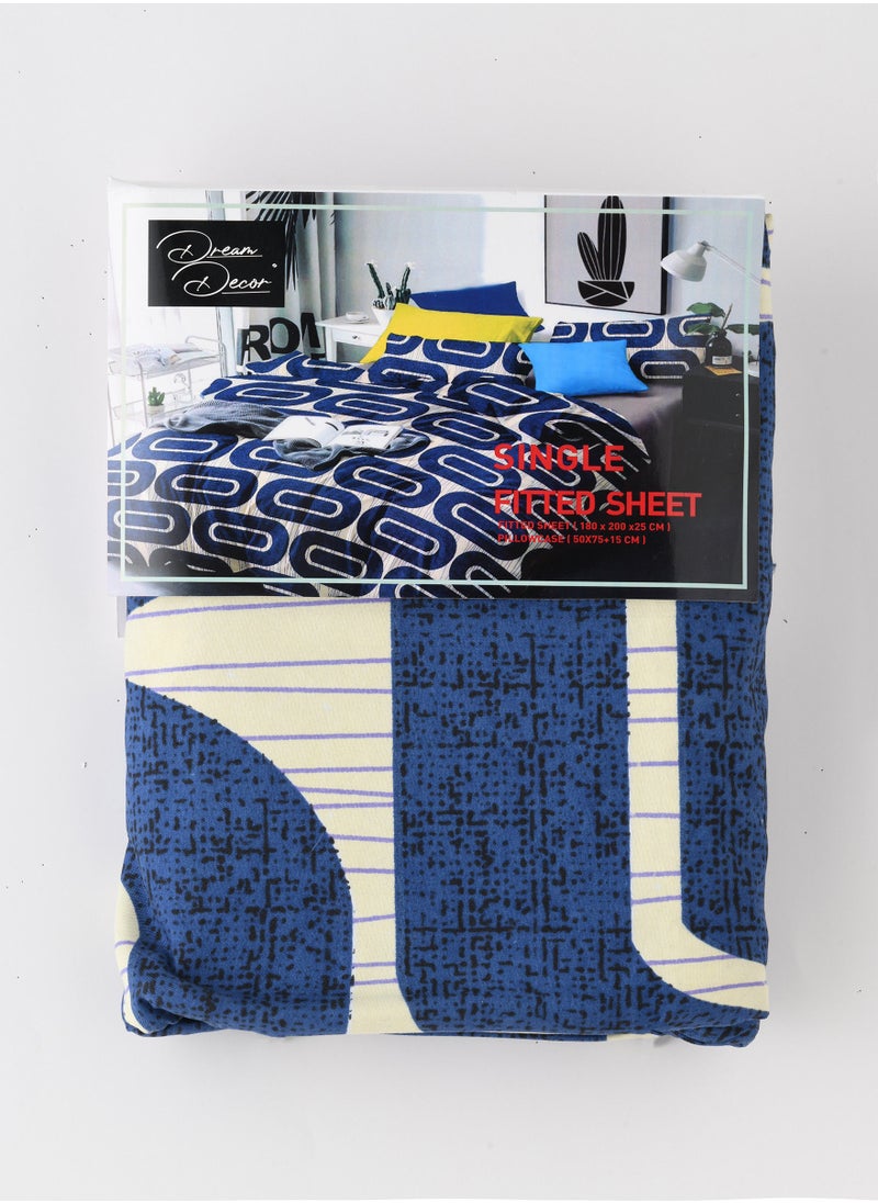 Dream Decor Soft and Durable Fitted Bed Sheet Set 200x180 Cm King Size - 100% Polyester with 1 Pillow Case 50x75+15 cm  - Image 2