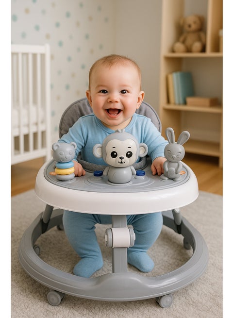 Baby Walker Multifunctional Anti-Rollover Anti-O Folding 6-18 Months with Music