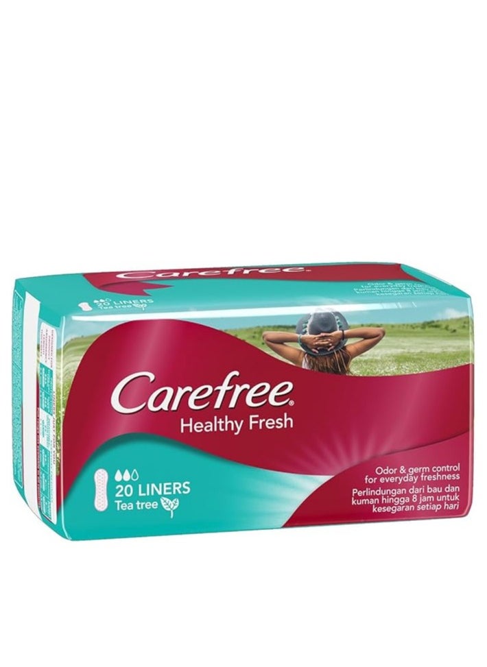 Carefree Carefree Healthy Fresh Tea Tree Panty Liners - Up to 8-hour Odor and Germ Control - Cottony Soft Cover - Breathable Backing - 20 Liners  - Image 1