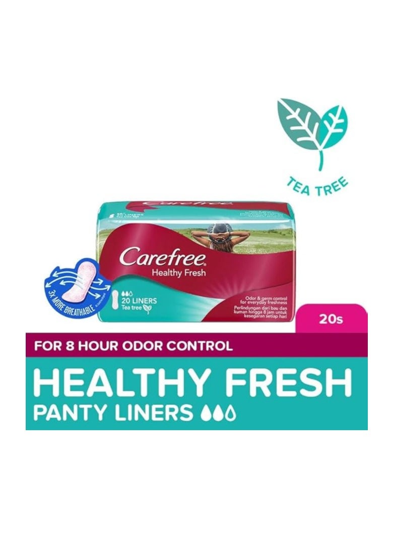 Carefree Carefree Healthy Fresh Tea Tree Panty Liners - Up to 8-hour Odor and Germ Control - Cottony Soft Cover - Breathable Backing - 20 Liners  - Image 2