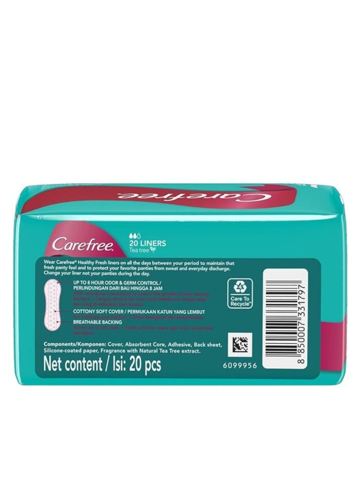 Carefree Carefree Healthy Fresh Tea Tree Panty Liners - Up to 8-hour Odor and Germ Control - Cottony Soft Cover - Breathable Backing - 20 Liners  - Image 3
