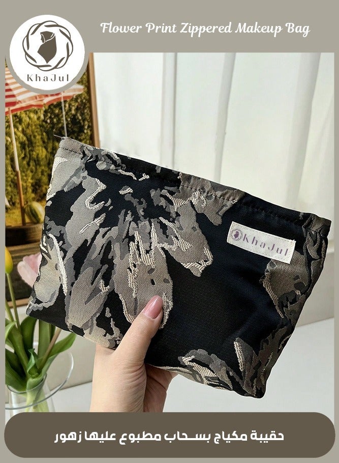 خاجول أسود ماكياج حقيبة قدرة قماش السفر حقيبة المراحيض المنظم فرش ماكياج الجمالية الملحقات حقيبة تخزين للنساء - Image 1