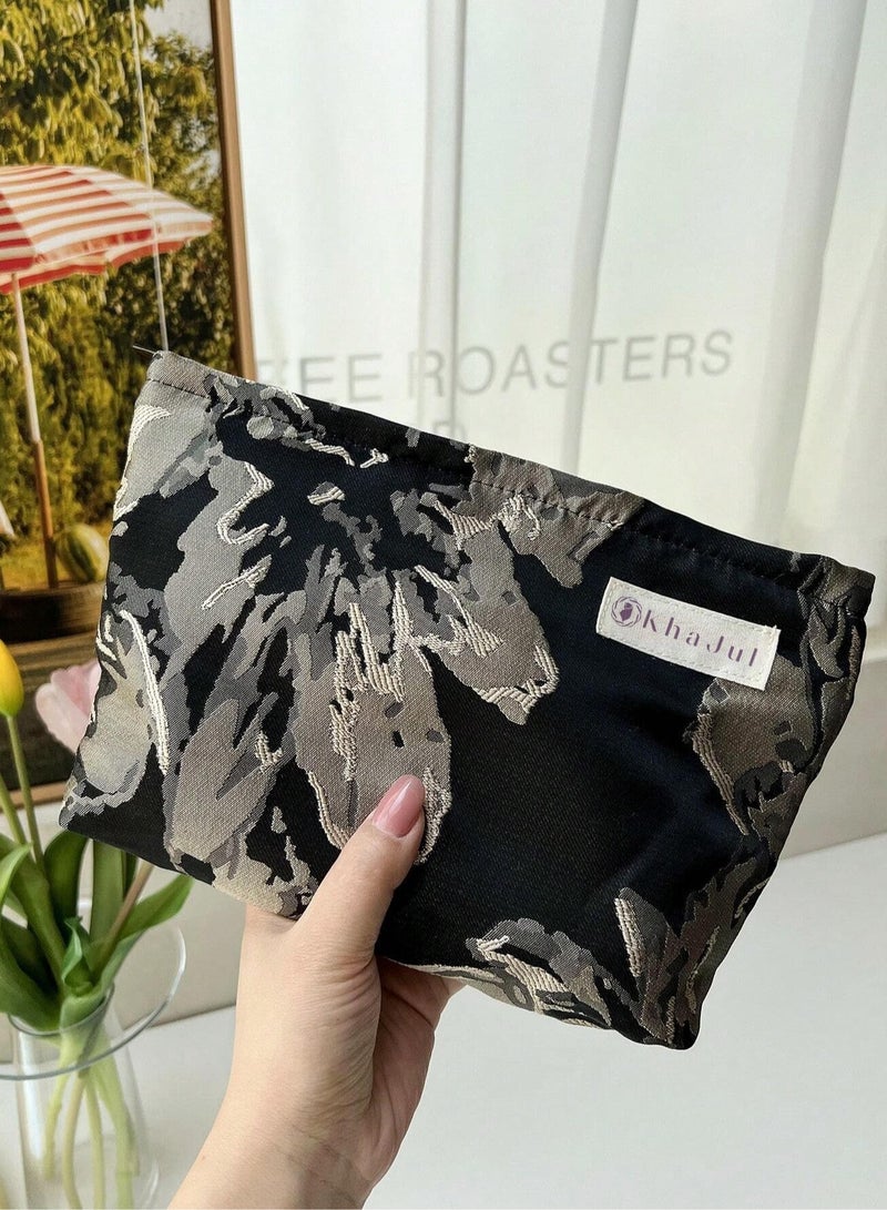 خاجول أسود ماكياج حقيبة قدرة قماش السفر حقيبة المراحيض المنظم فرش ماكياج الجمالية الملحقات حقيبة تخزين للنساء - Image 3