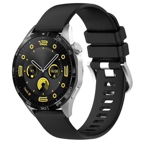 Wisely Adjustable Silicon Band Strap for CMF by Nothing Watch Pro/Watch Pro 2 Straps Watch Steel Buckle Silicone Replacement Band Bracelet, Black - Image 4