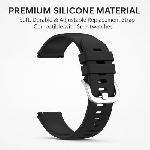 Wisely Adjustable Silicon Band Strap for CMF by Nothing Watch Pro/Watch Pro 2 Straps Watch Steel Buckle Silicone Replacement Band Bracelet, Black - Image 2