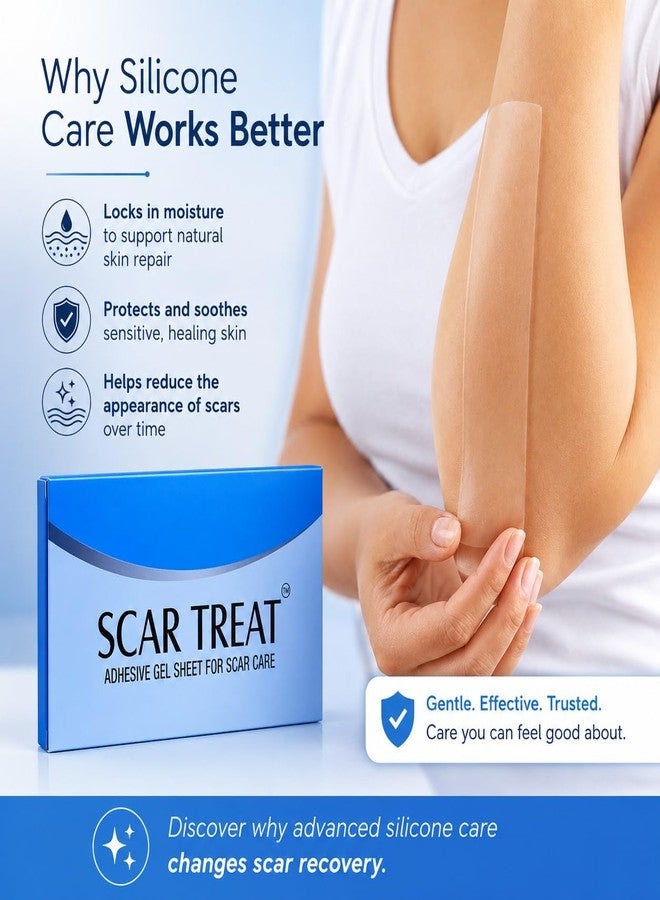 Scar Treat Adhesive Gel Sheet for Scars - 6x6 cm | Multipurpose Silicone Scar Sheets, Silicon gel sheets for Scars, Transparent Medical Silicone Gel Tape for Scar Removal - Image 2