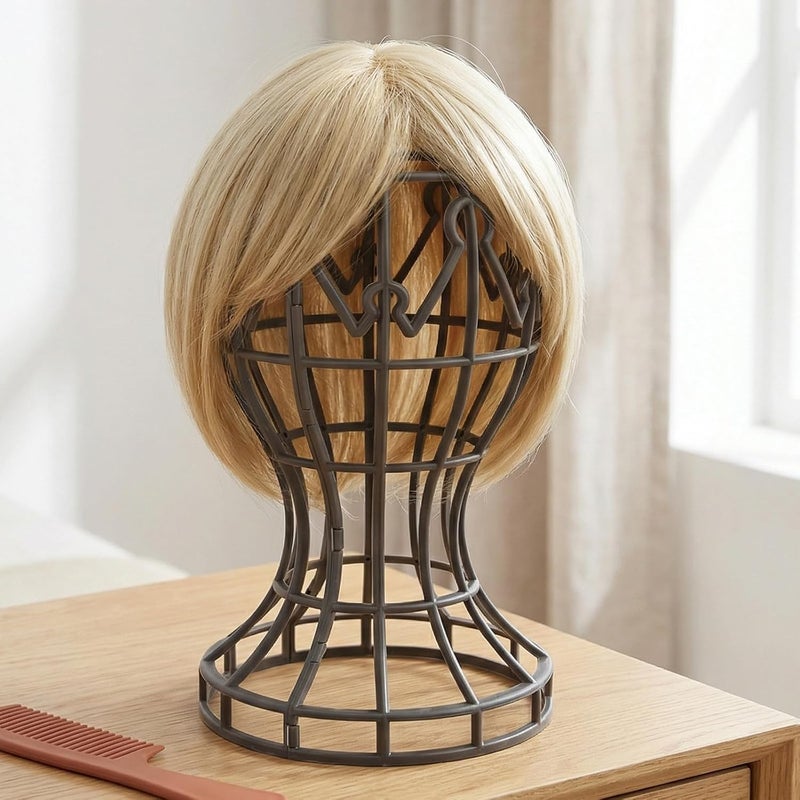 Hat Stand Wig Holder Display Rack Plastic Mannequin Head Countertop Organizer (Black) - Baseball Cap Hanger for Business Showcase Women Multiple Wig - Image 4