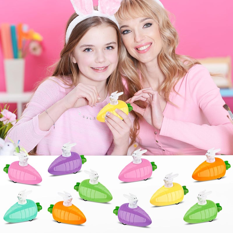 LHSYFBZ 14Pcs Easter Pull Back Cars Toys, Bunny Cars Carrot Cars Rabbit Fun Toy for Toddler Boy Girl, Plastic Easter Eggs Filler Easter Present for Kids - Image 5