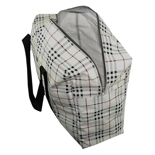 TULMAN Women's Lightweight Foldable Rexine Travel Handbag Storage Carrying Bag (50 x 20x 38 cm) Off White - Image 4