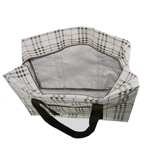 TULMAN Women's Lightweight Foldable Rexine Travel Handbag Storage Carrying Bag (50 x 20x 38 cm) Off White - Image 3