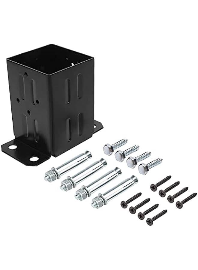 Arabest 4x4 Wood Fence Post Anchor Base, Thick Steel and Black Powder Coated, Come with Wood Screws and Concrete Anchors - Image 1