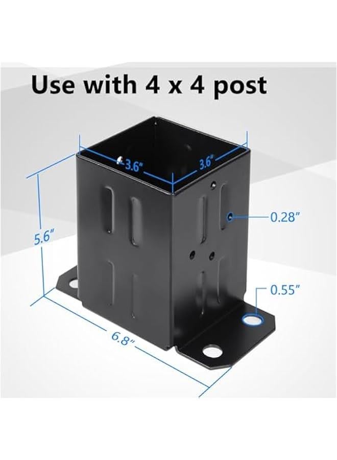 Arabest 4x4 Wood Fence Post Anchor Base, Thick Steel and Black Powder Coated, Come with Wood Screws and Concrete Anchors - Image 2