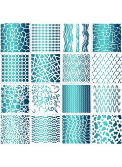 Patelai 16 Pieces Cookie Texture Stencils For Royal Icing Cookie Decorating Stencils Holder Frame Small Sugar Cookie Stencils Sets For Airbrush 5.1 X 5.1 Inches (5.1 X 5.1 Inches)  - Image 1