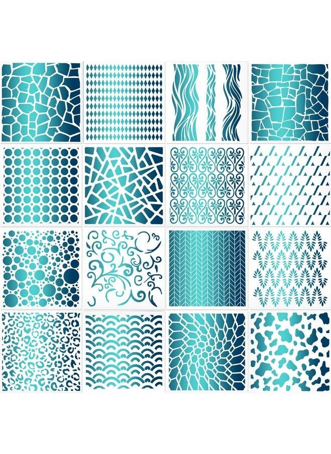 Patelai - 16 Pieces Cookie Texture Stencils For Royal Icing Cookie Decorating Stencils Holder Frame Small Sugar Cookie Stencils Sets For Airbrush 5.1 X 5.1 Inches (5.1 X 5.1 Inches) - Image 1