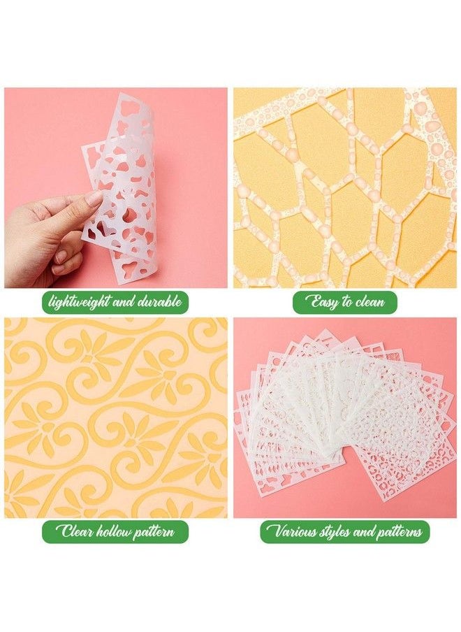 Patelai - 16 Pieces Cookie Texture Stencils For Royal Icing Cookie Decorating Stencils Holder Frame Small Sugar Cookie Stencils Sets For Airbrush 5.1 X 5.1 Inches (5.1 X 5.1 Inches) - Image 1