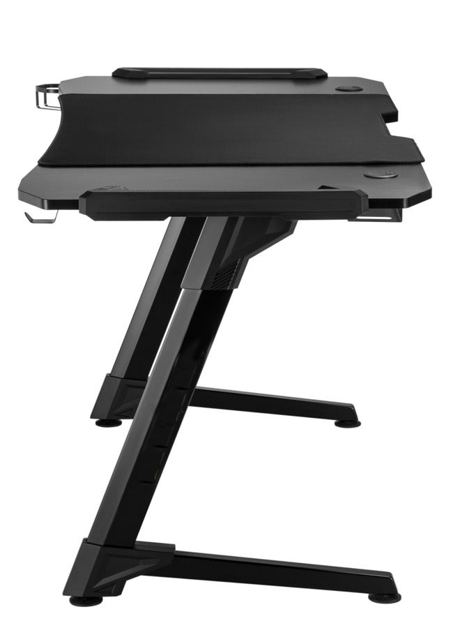 Skilltech SH GMD04-2 RGB Gaming Desk – 1400x700mm Sturdy Surface, Cable Tray, Drink Holder & Headphone Hook, Black - Image 1