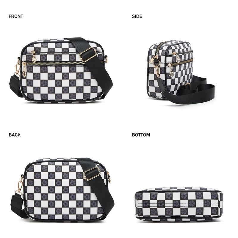 Makes Crossbody Bags for Women Small Crossbody Purses Checkered Leather with Adjustable Shoulder Straps Mothers Wife Mom Gifts - Image 4
