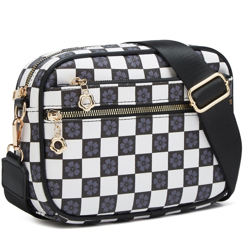 Makes Crossbody Bags for Women Small Crossbody Purses Checkered Leather with Adjustable Shoulder Straps Mothers Wife Mom Gifts - Image 1