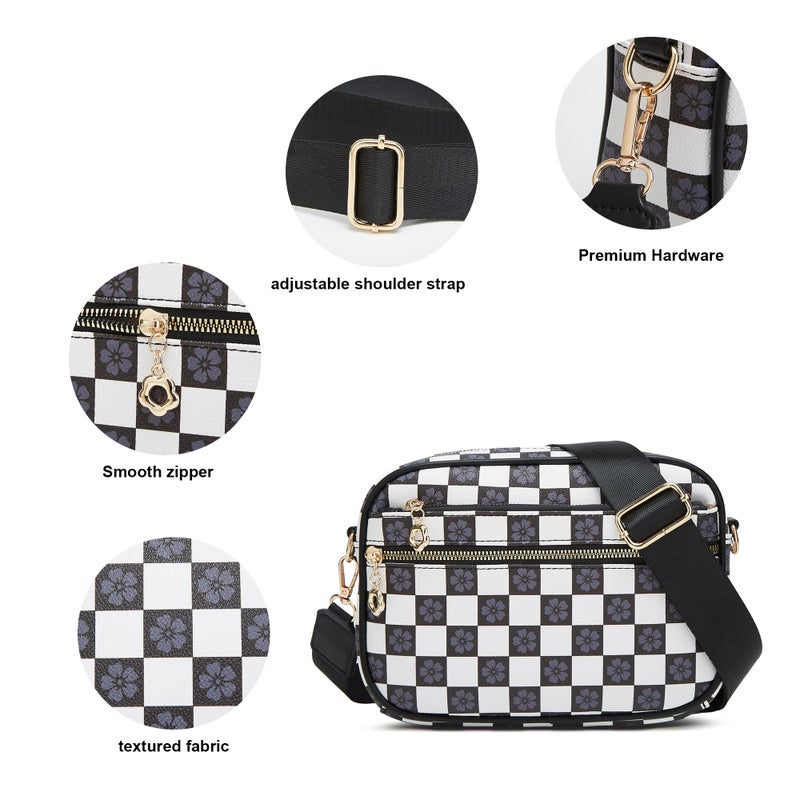 Makes Crossbody Bags for Women Small Crossbody Purses Checkered Leather with Adjustable Shoulder Straps Mothers Wife Mom Gifts - Image 2