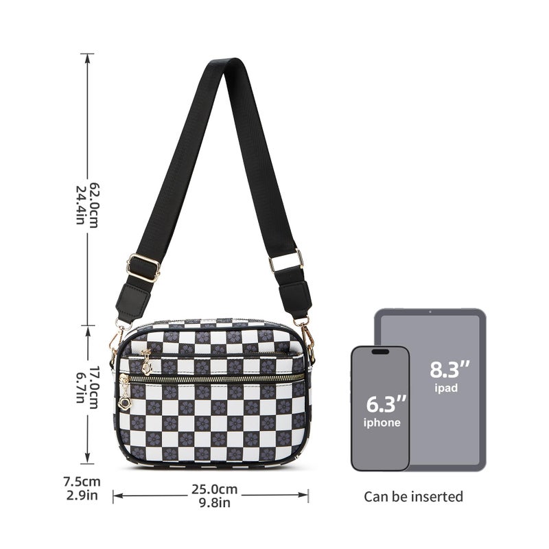 Makes Crossbody Bags for Women Small Crossbody Purses Checkered Leather with Adjustable Shoulder Straps Mothers Wife Mom Gifts - Image 5