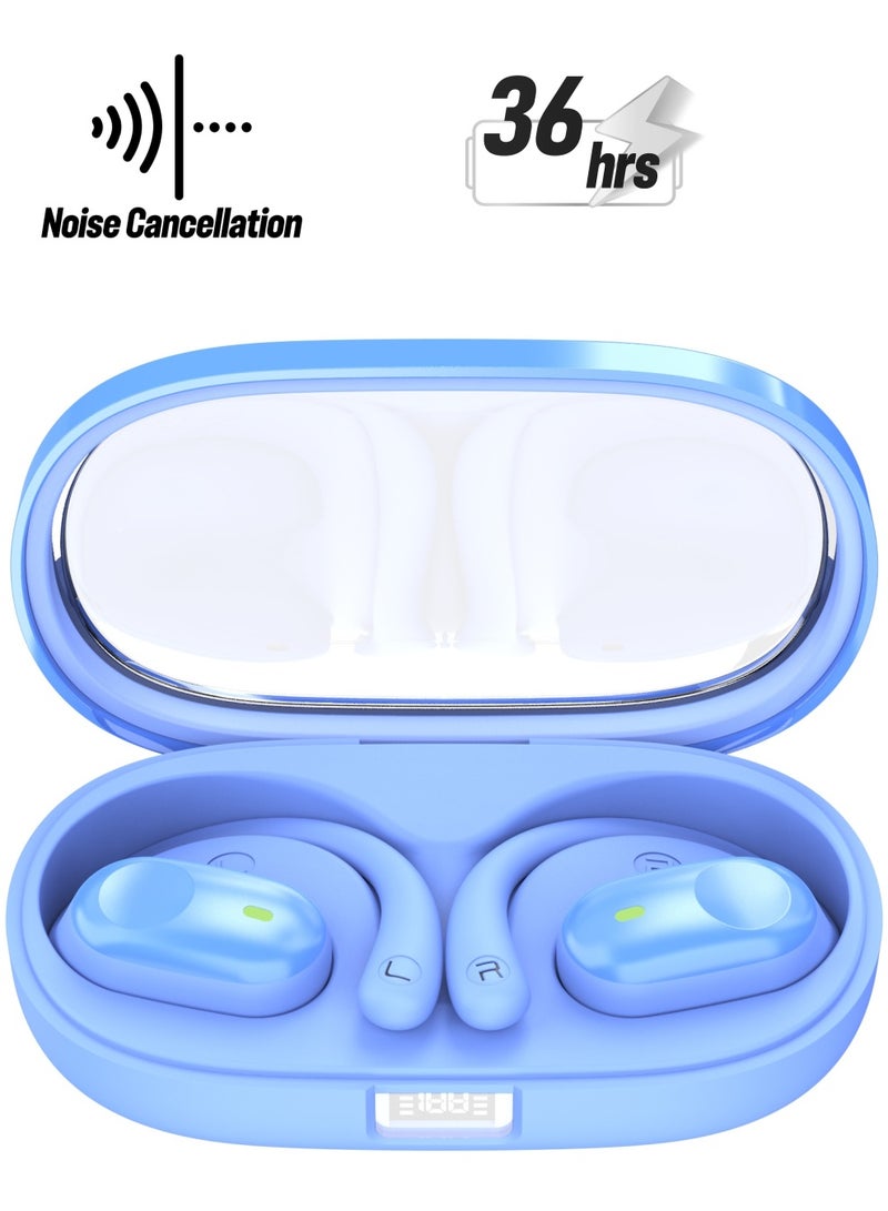 ارواق سماعات X19 اللاسلكية بتقنية بلوتوث 53 تصميم خلف الأذن مزودة بميكروفون وسماعات رياضية داخلية مقاومة للعرق وتقليل الضوضاء مثالية للجري والقيادة والعمل المكتبي - Image 1